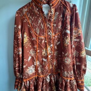 Floral Bohemian Dress with Orange Accents